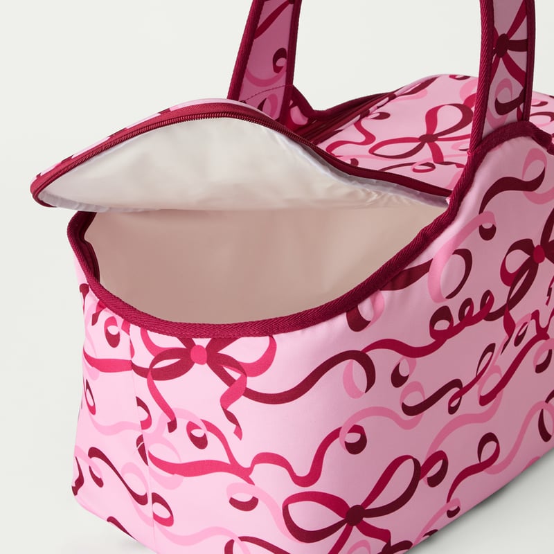 Christmas Ribbons Pink & Burgundy Picnic Cooler Bag
