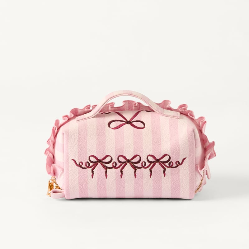 Embroidered Christmas Bows Cosmetic Bag