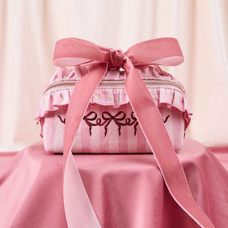 Embroidered Christmas Bows Cosmetic Bag