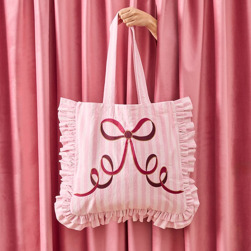 Christmas Bows Pink Tote Bag