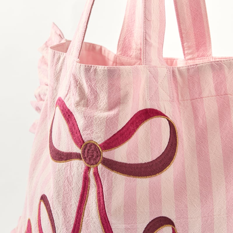 Christmas Bows Pink Tote Bag