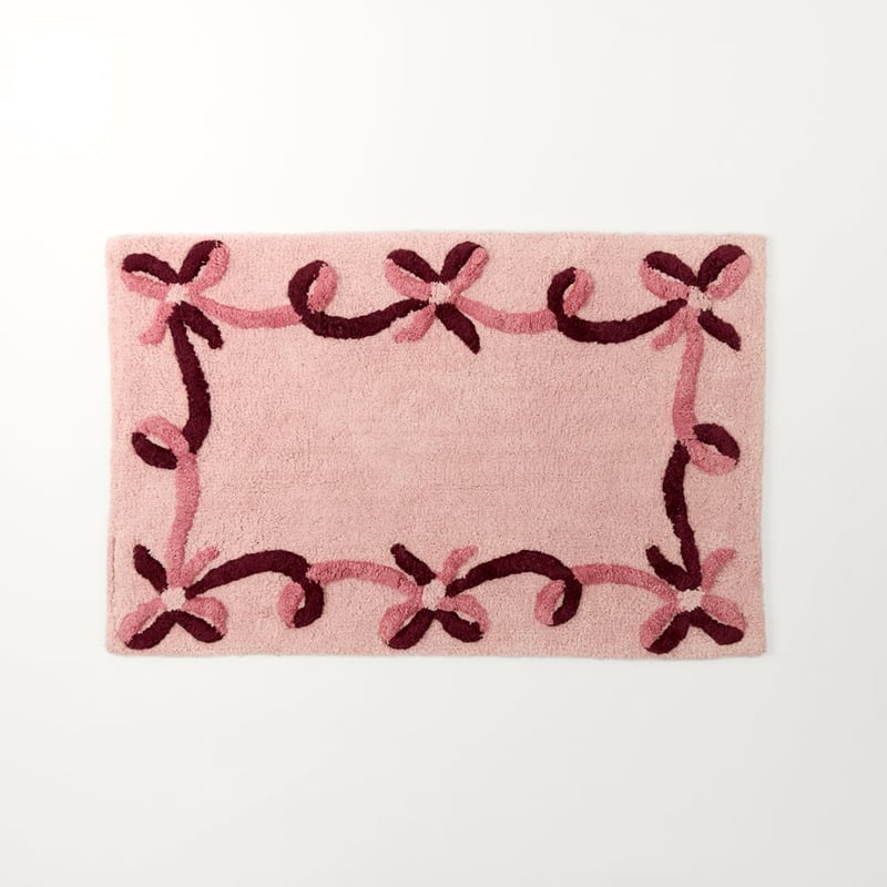 Christmas Ribbons Pink & Cabernet Bath Mat