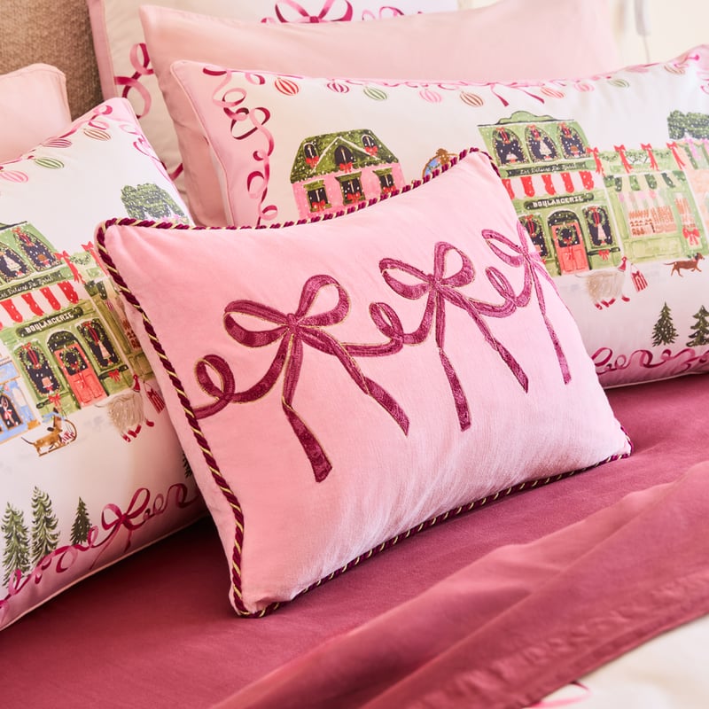 Bow and Bright Pink Cushion