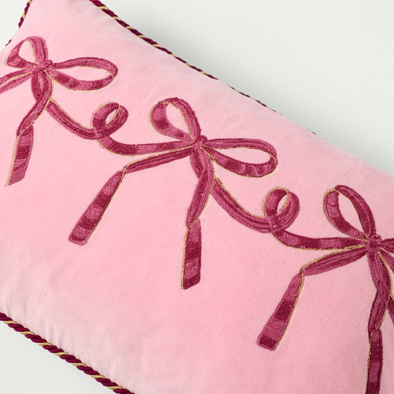 Bow and Bright Pink Cushion