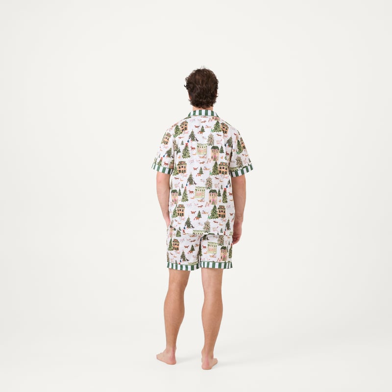 Mens Christmas Village Green Short Pyjama Set
