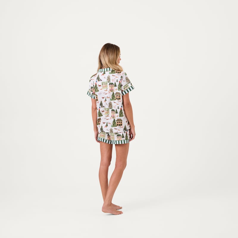 Womens Christmas Village Green Short Pyjama Set