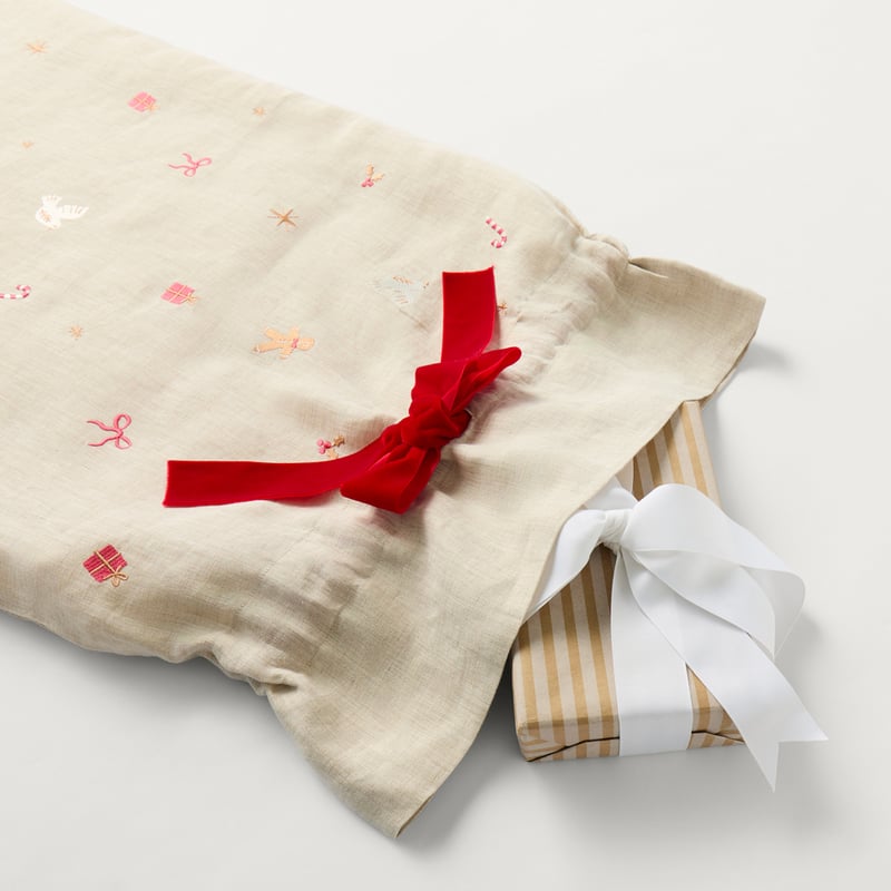 Vintage Washed Natural Linen Santa Sack