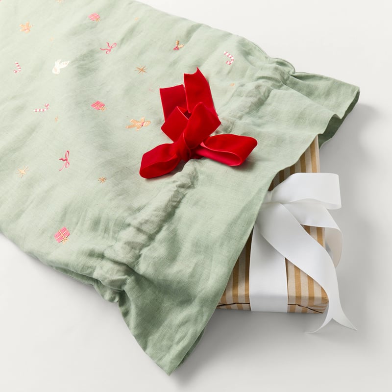 Vintage Washed Eucalyptus Linen Santa Sack