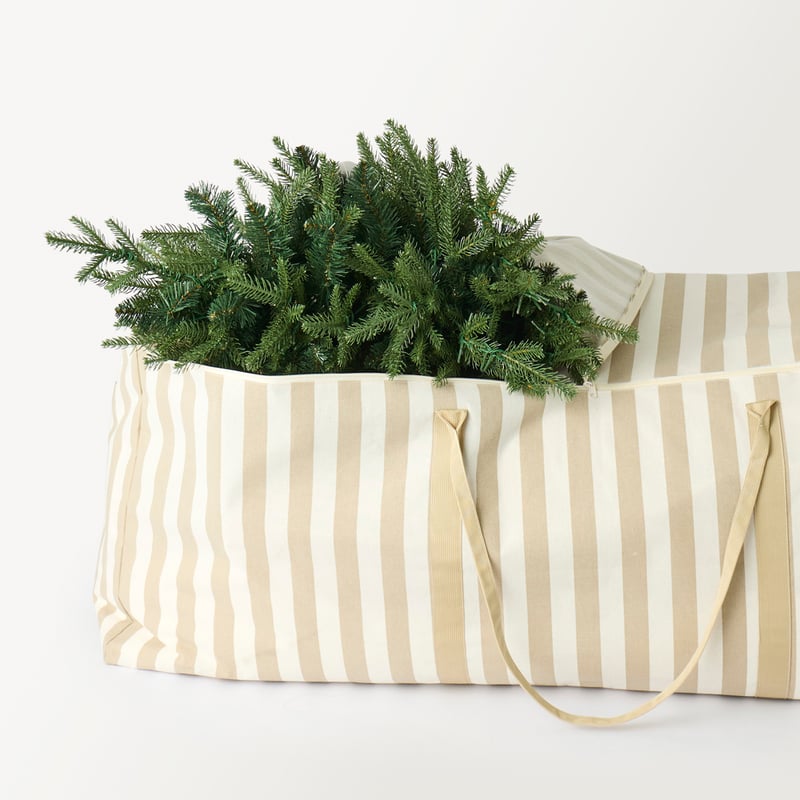 Christmas Tree Natural Stripe Storage Bag