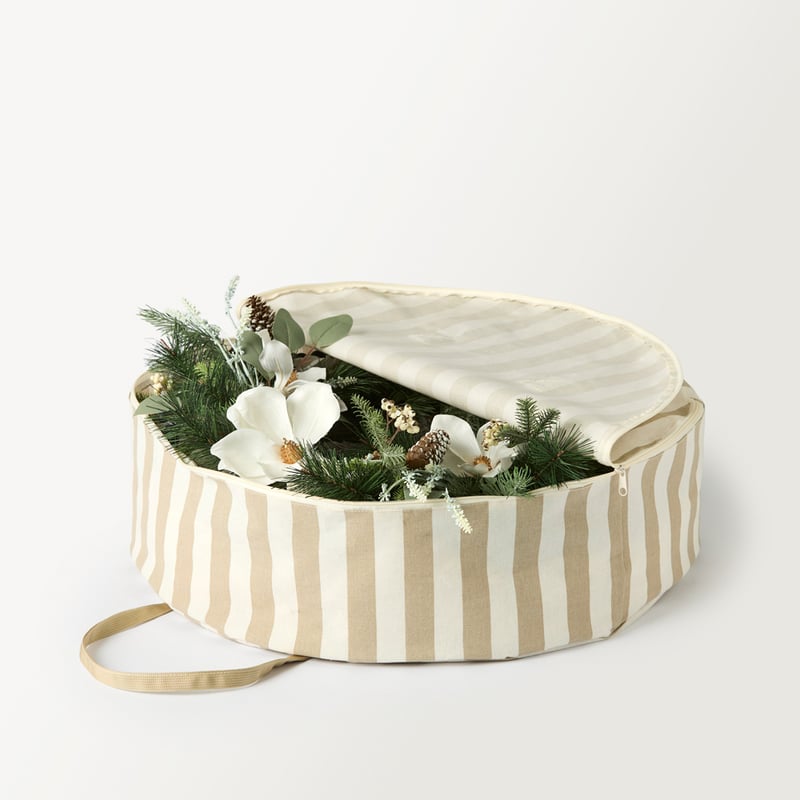 Christmas Natural Stripe Wreath & Garland Storage Bag