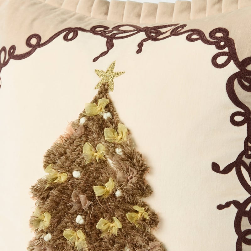Christmas Tree Natural Cushion