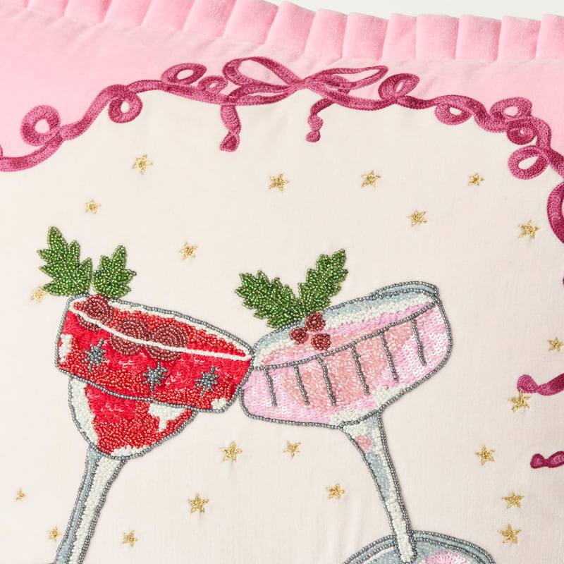 Christmas Cheers Pink Cushion
