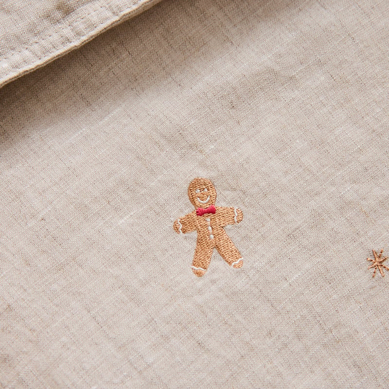 Vintage Washed Festive Natural Linen Cot Quilt Cover Set