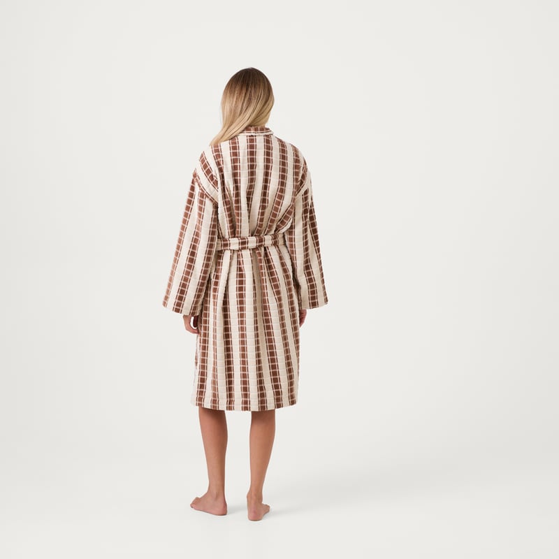 Riley Almond Velour Stripe Bath Robe