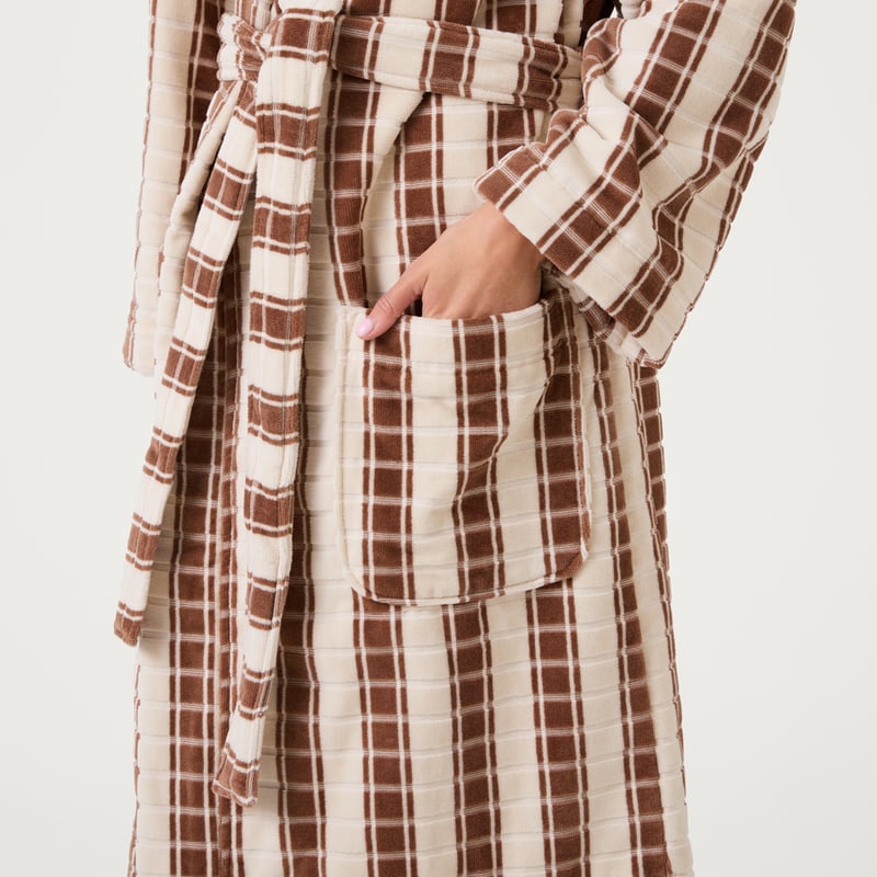 Riley Almond Velour Stripe Bath Robe