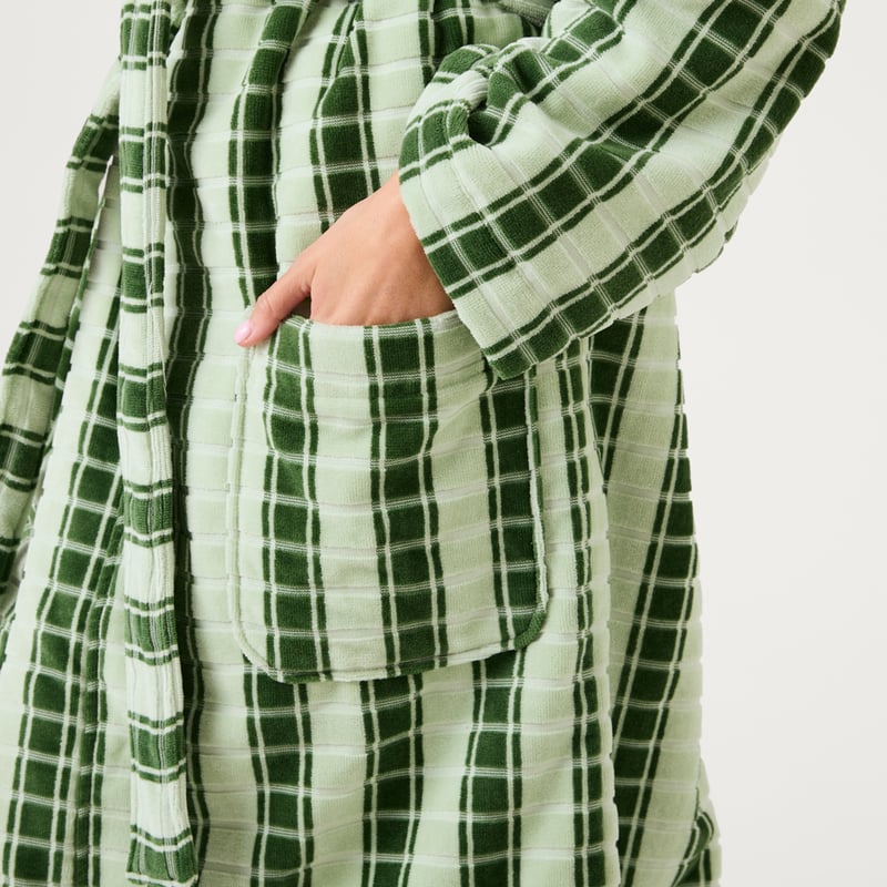 Riley Greens Velour Stripe Bath Robe