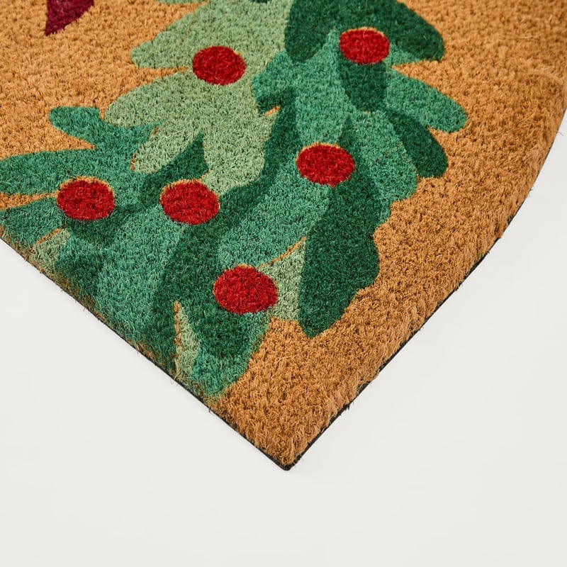 Christmas Wreath Green Coir Doormat
