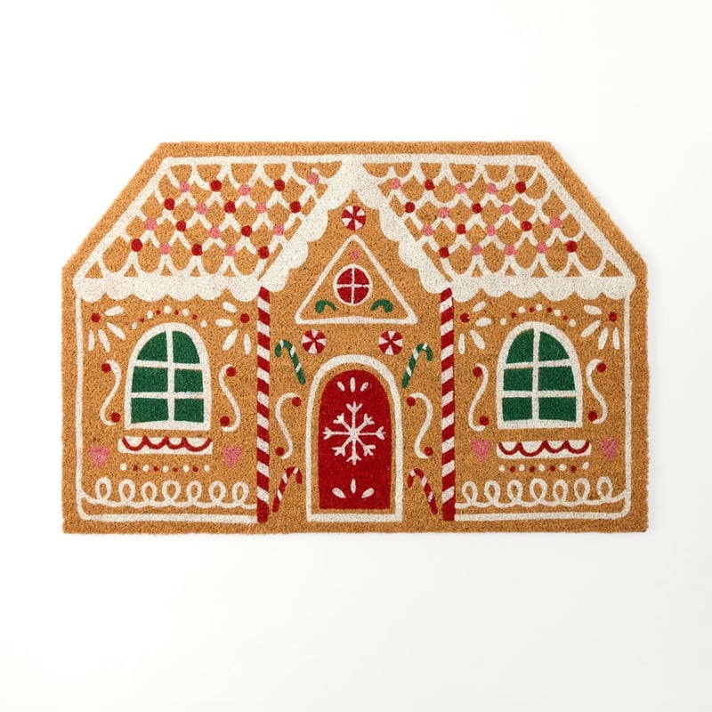 Gingerbread House White Coir Doormat