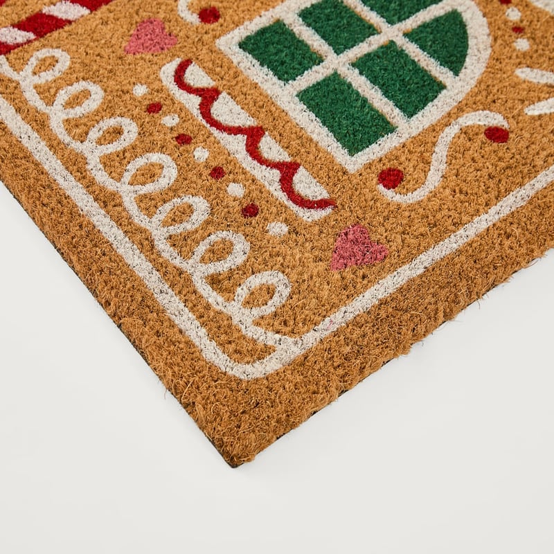 Gingerbread House White Coir Doormat