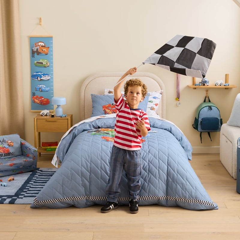 Disney Pixar Cars Blue Motorhead Quilted Quilt Cover Set