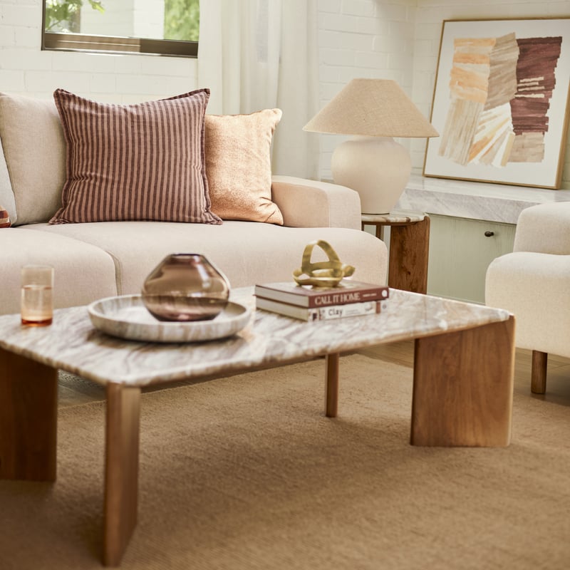 Marmo Toronto & Walnut Rectangular Marble Coffee Table