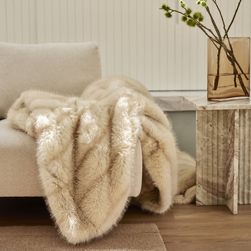 Lucerne Pebble Recycled Fur Throw