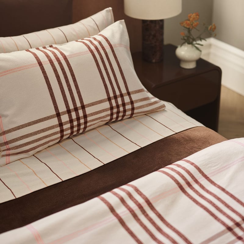 Oban Tartan Natural Flannel Quilt Cover Set
