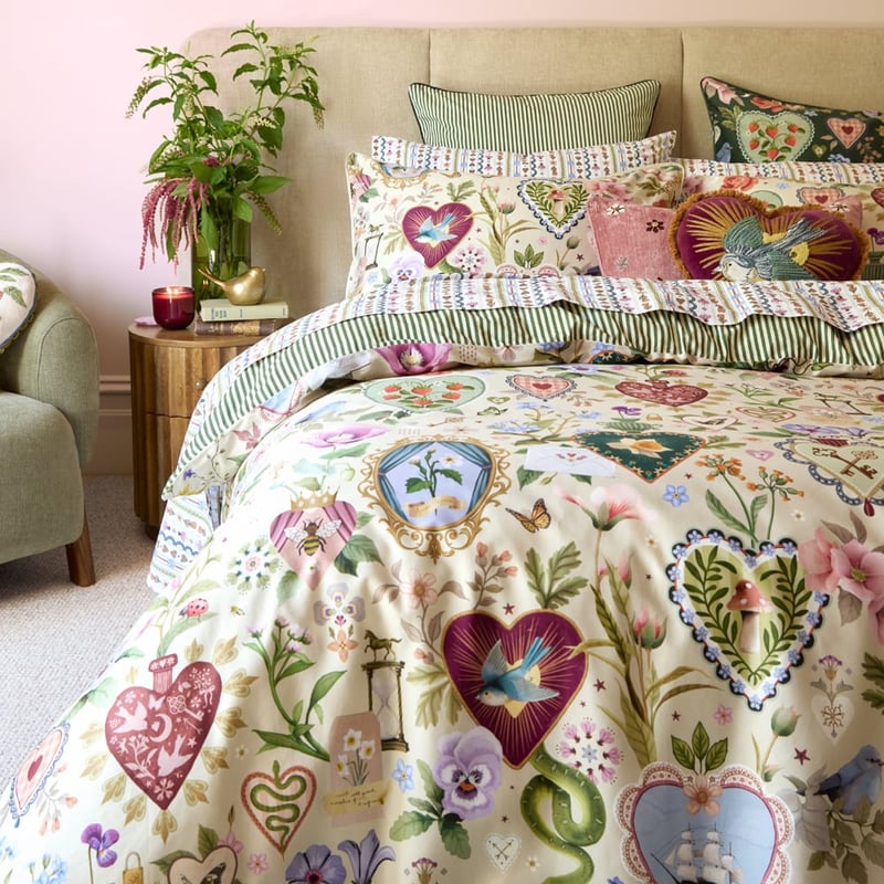 Fleur Harris All My Hearts Green Quilt Cover Set + Separates