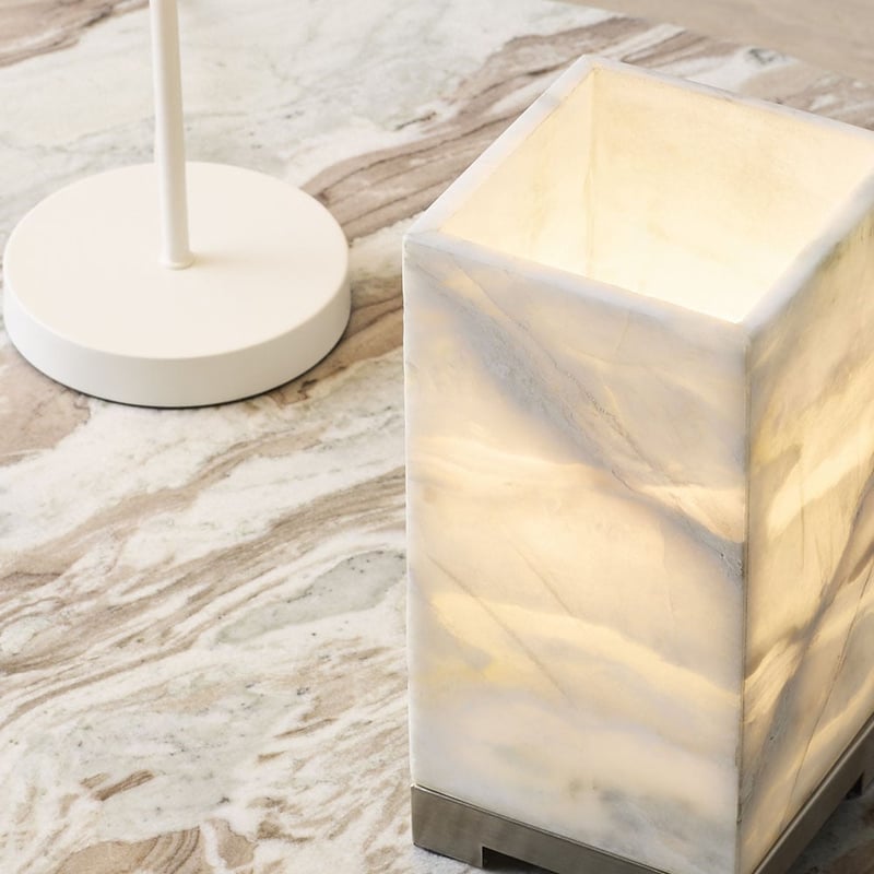 Nimbus White Alabaster & Nickel Light Up Table Light