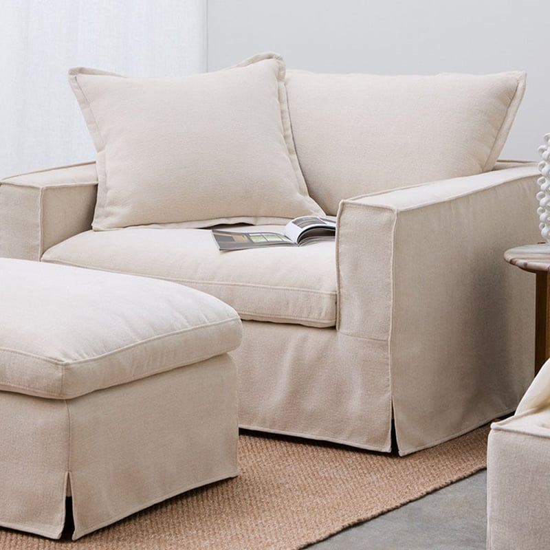 River Beige Linen Armchair