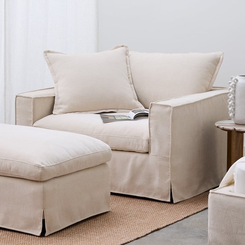 River Beige Linen Armchair