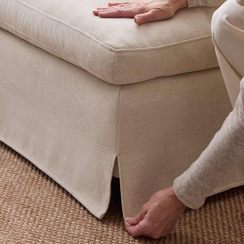 River Beige Linen Ottoman 