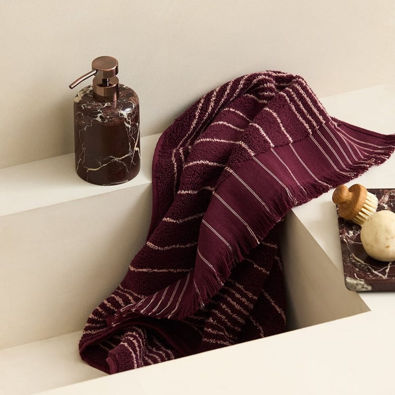 European Gabriella Windsor Wine & Misty Rose Turkish Cotton Towel Range