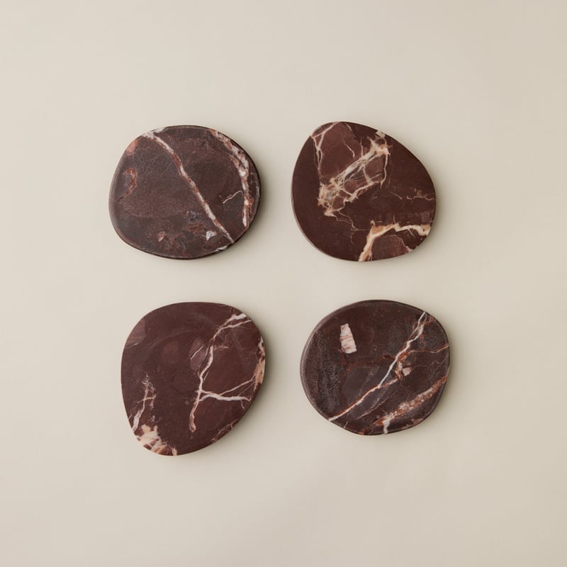 Pebble Burgundy Marble Coasters Pack of 4