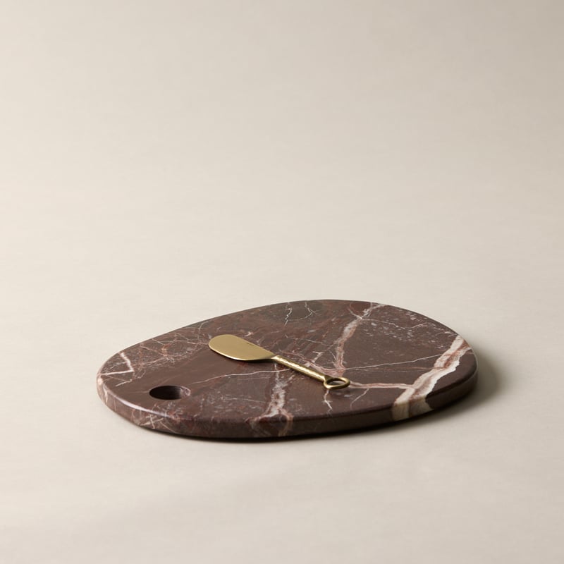 Pebble Burgundy Marble Board Knife Set