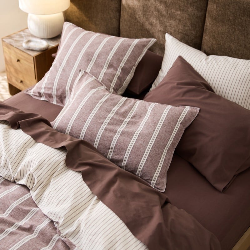 Nutmeg Stripe Linen Cotton Quilt Cover Set + Separates