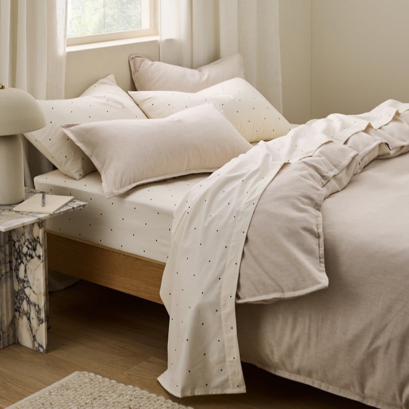 Melange Oat Flannel Quilt Cover Set + Separates