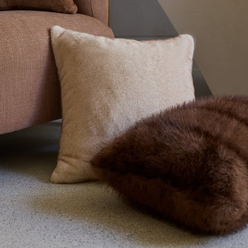 Zurich Pebble Recycled Fur Cushion