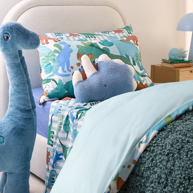 Dreamasaurus Aqua Quilted Quilt Cover Set