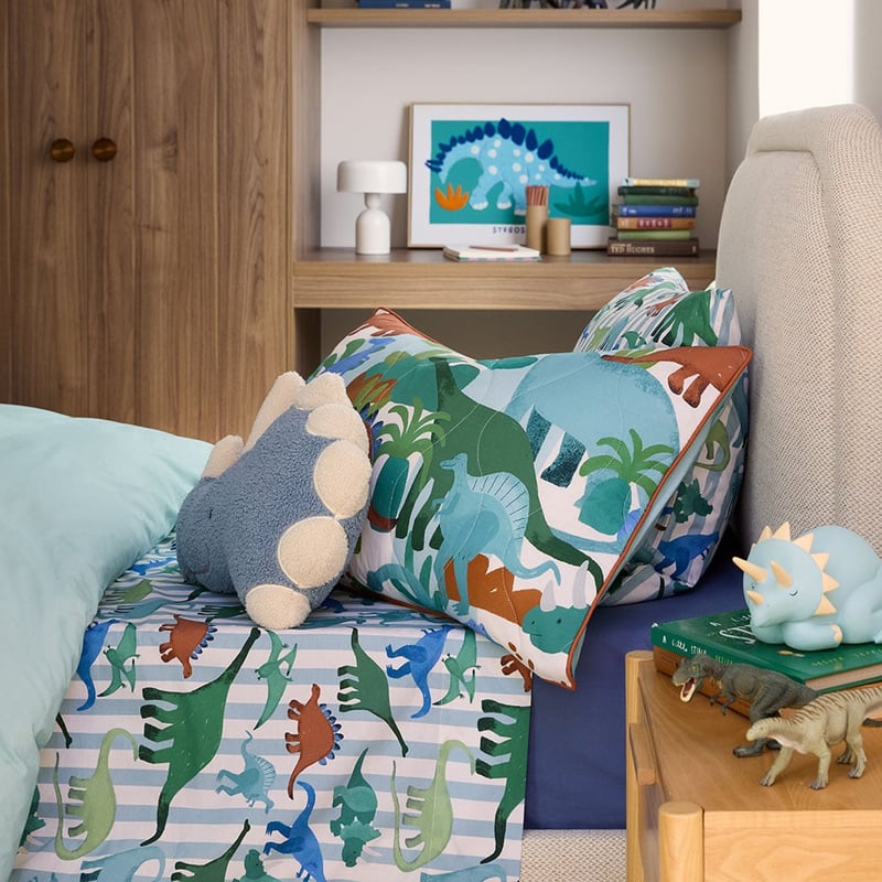 Dreamasaurus Aqua Quilted Quilt Cover Set