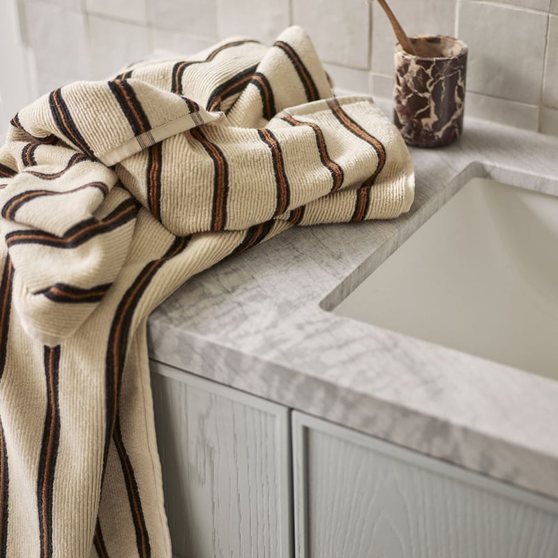 European Lincoln Black & Nutmeg Stripe Turkish Cotton Towel Range
