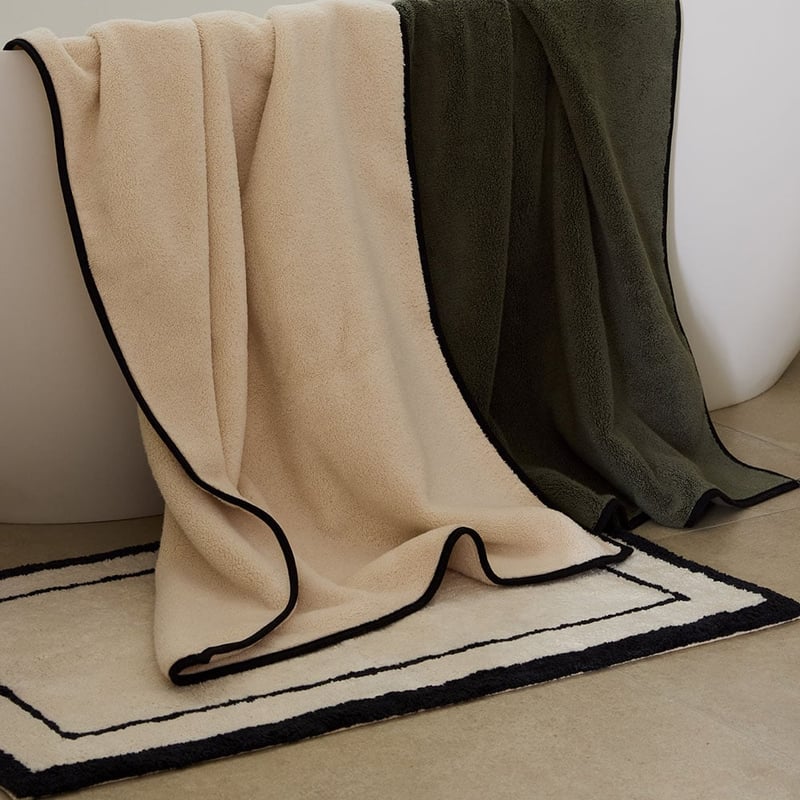 Windowpane Natural & Black Bath Mat