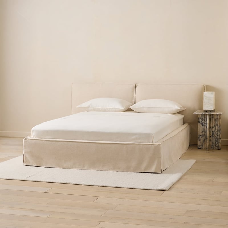 River Beige Linen Bed