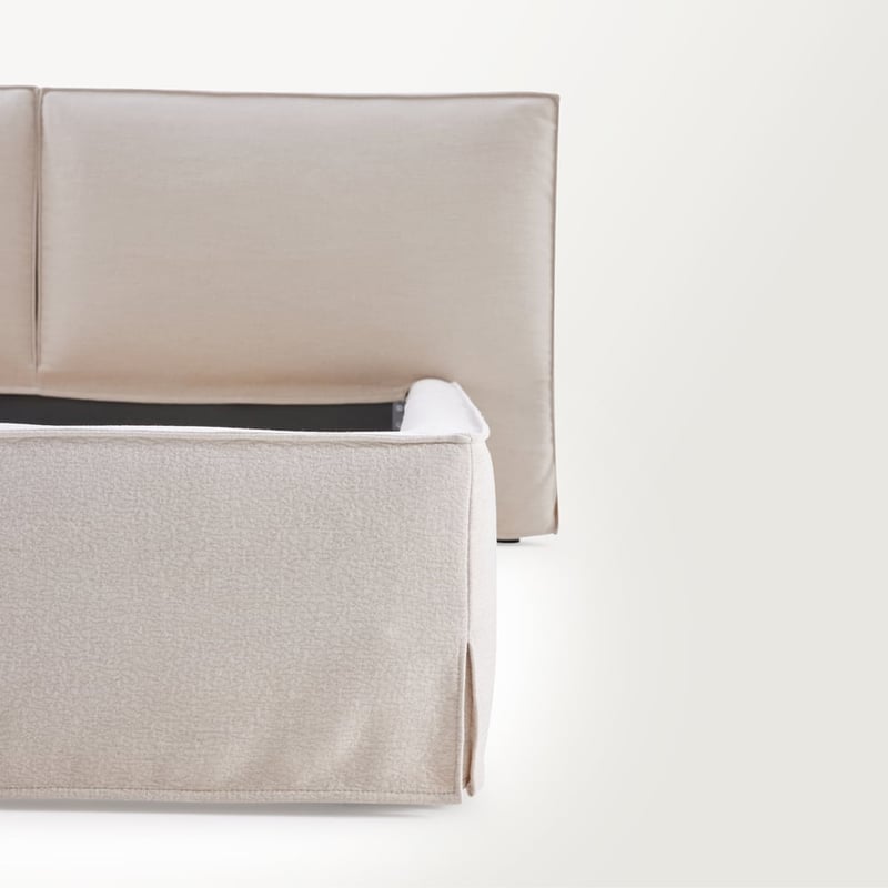 River Beige Linen Bed