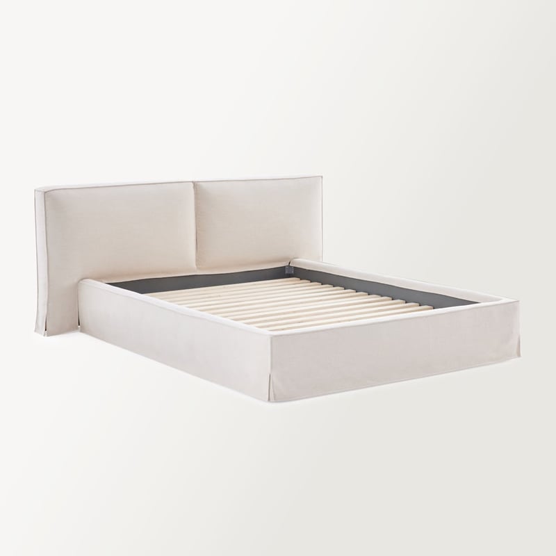 River Beige Linen Bed