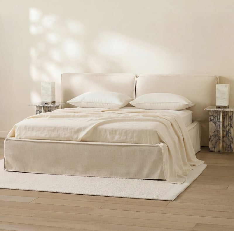 River Beige Linen Bed