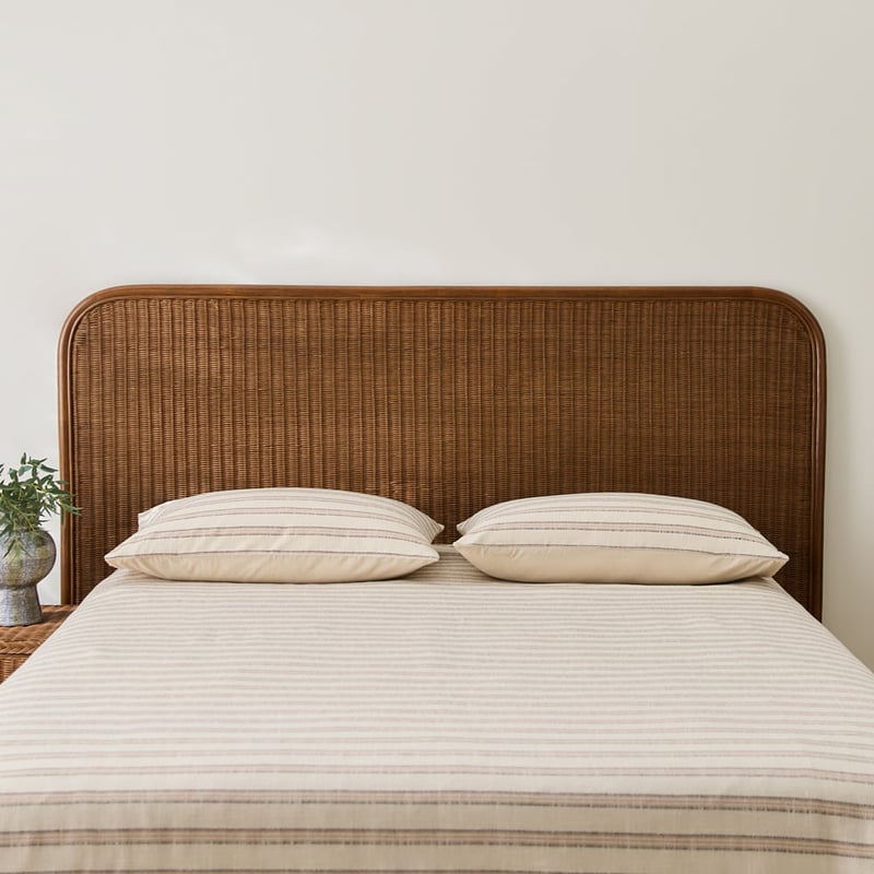 Lena Walnut Rattan Bedhead