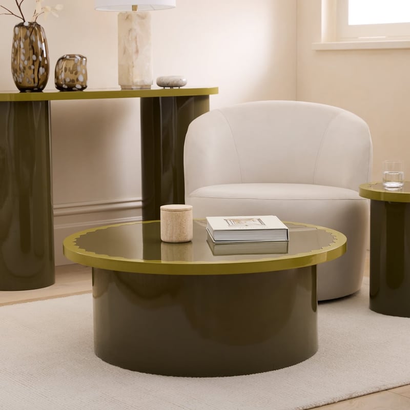 Clover High Gloss Olive & Chartreuse Coffee Table