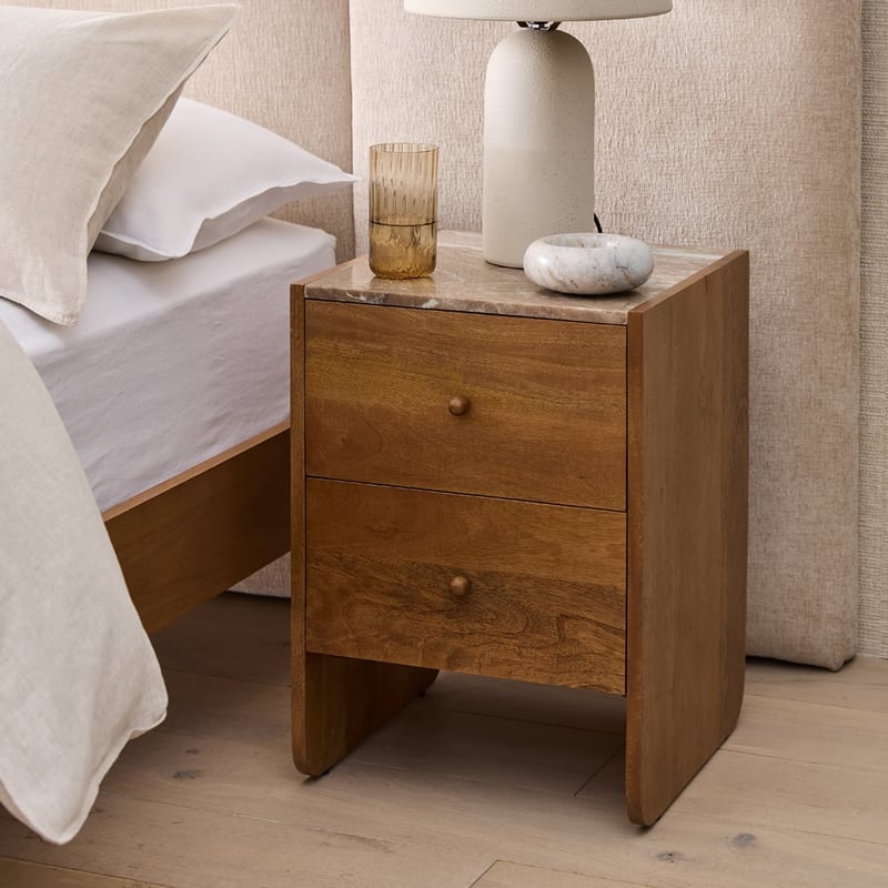Atti Toronto & Walnut Marble Top Bedside Table