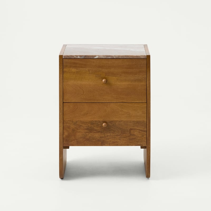 Atti Toronto & Walnut Marble Top Bedside Table